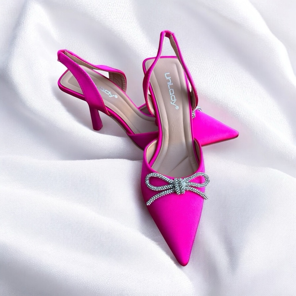Pink Slingback Heels with Bow